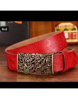 Moda oryginalne pasy skórzane dla kobiet w stylu Vintage, w kwiaty pas z zapięciem na sprzączkę kobieta jakości druga warstwa sk