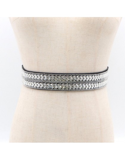 Kobieta pas biodrowy modne Bling Handmade Rhinestone inkrustowane elastyczne błyszczące na sukienki damskie płaszcz koszula szer