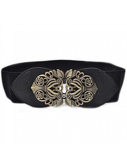 Pas kobiet sukienka z paskiem kobiety moda w stylu Vintage szeroki elastyczny Stretch klamra pas biodrowy pas ceinture femme rie