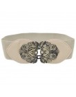 Pas kobiet sukienka z paskiem kobiety moda w stylu Vintage szeroki elastyczny Stretch klamra pas biodrowy pas ceinture femme rie