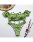 In-x solidna biała falbana kostium kąpielowy damski Bandeau bikini 2020 strój kąpielowy z krótkim rękawem kobiety strona krawato