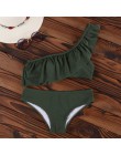 INGAGA Bikini 2020 strój kąpielowy na jedno ramię wzburzyć stroje kąpielowe kobiety solidna damska strój kąpielowy maillot de ba