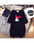 Sukienka 2020 letnie sukienki damskie Minnie nadruk kreskówkowy Casual luźny czarny biały Mini odzież damska Big Size Dress Femm