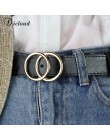 DICLOUD kobiety Vintage podwójny pierścień pasy moda sztuczna skóra okrągła klamra pas kobieta odzież codzienna dekoracja