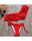 INGAGA Bikini 2020 strój kąpielowy na jedno ramię wzburzyć stroje kąpielowe kobiety solidna damska strój kąpielowy maillot de ba