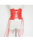 Fantastyczny długi frędzel pas czarne skórzane pasy Designer dla kobiet długie frędzle ze sprzączką gorset pas Spot on trendy! B