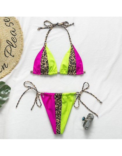 Bikinx Leopard bikini 2020 mujer biquini zebra Neon seksowne stroje kąpielowe strój kąpielowy dla kobiet String brazylijski stró