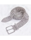 Nowa kobieta moda luksusowe Rhinestone dla kobiet szeroki pas srebrny ślub panny młodej kryształowy diament pas biodrowy pasy Ba