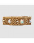 Girlgo Vintage Crystal ZA paski dla kobiet kobieta dedukcja strona złoty kolor klamra dżinsy dzikie pasy łańcuszek na akcesoria 