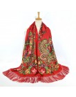 Elegancka folkowa chusta w wschodnim stylu we wzory z frędzlami duża efektowna modna oryginalna