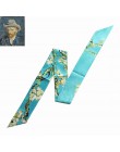 Van Gogh obraz olejny torba szaliki Skinny szaliki dla pań 2020 nowy designerski szal z jedwabiu kobiety wielofunkcyjny szalik n