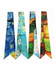 Van Gogh obraz olejny torba szaliki Skinny szaliki dla pań 2020 nowy designerski szal z jedwabiu kobiety wielofunkcyjny szalik n