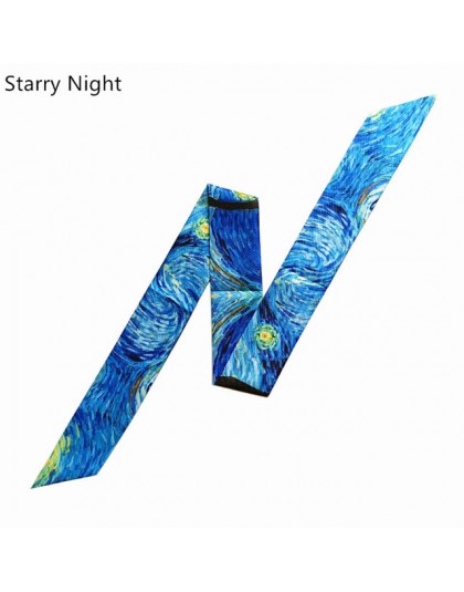 Van Gogh obraz olejny torba szaliki Skinny szaliki dla pań 2020 nowy designerski szal z jedwabiu kobiety wielofunkcyjny szalik n