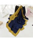 Moda kobiety szalik luksusowej marki hidżab 100% jedwabiu uczucie szalik niebieski Foulard plac szale na głowę okłady 2019 nowy 