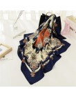 Moda kobiety szalik luksusowej marki hidżab 100% jedwabiu uczucie szalik niebieski Foulard plac szale na głowę okłady 2019 nowy 