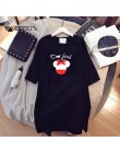 Sukienka 2020 letnie sukienki damskie Minnie nadruk kreskówkowy Casual luźny czarny biały Mini odzież damska Big Size Dress Femm