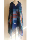 2020 Faux Cashmere szalik w kratkę dla kobiet wełna Pashmina zima ciepły szal kobiet Plaid Poncho panie gruby koc Tassel szaliki