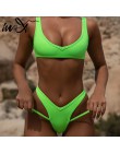 In-x Neon green bikini 2020 mujer wysokie cięcie kostium kąpielowy damski sportowy strój kąpielowy kobiety prążkowany strój kąpi