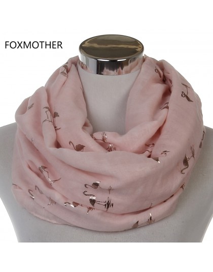 FOXMOTHER New Fashion błyszcząca różowa mięta brązujący folia złoty Flamingo Swan szalik komin Snood chusta z fularu kobiety Dro