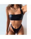 In-x bikini wysoko wycięte zestaw Sexy PU skórzany strój kąpielowy na jedno ramię kobiet stringi bikini 2020 letni strój kąpielo