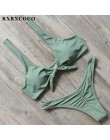 RXRXCOCO bandaż Bikini 2019 stroje kąpielowe z nadrukiem kobiety strój kąpielowy pusty jednolity strój kąpielowy niskiej talii B
