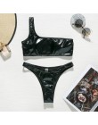 In-x bikini wysoko wycięte zestaw Sexy PU skórzany strój kąpielowy na jedno ramię kobiet stringi bikini 2020 letni strój kąpielo