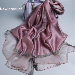 Luksusowe marki kobiety szalik luksusowe letnie szale jedwabne szal damski wrap hidżab foulard kobieta chustka pashmina Pearl je