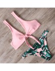 RXRXCOCO bandaż Bikini 2019 stroje kąpielowe z nadrukiem kobiety strój kąpielowy pusty jednolity strój kąpielowy niskiej talii B
