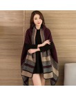 Nowy 2020 luksusowa marka kobiety zima szalik cieplej szal panie Plaid koc Knit Wrap kaszmirowe ponczo peleryny kobiet Echarpe