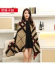 Nowy 2020 luksusowa marka kobiety zima szalik cieplej szal panie Plaid koc Knit Wrap kaszmirowe ponczo peleryny kobiet Echarpe