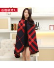 Nowy 2020 luksusowa marka kobiety zima szalik cieplej szal panie Plaid koc Knit Wrap kaszmirowe ponczo peleryny kobiet Echarpe