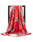 Darmowa wysyłka szale jedwabne kobiety Foulard 90*90cm kwadratowych głowy hidżab szalik panie szyfonowa chusta Bandanna kobiet w