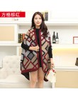 Nowy 2020 luksusowa marka kobiety zima szalik cieplej szal panie Plaid koc Knit Wrap kaszmirowe ponczo peleryny kobiet Echarpe