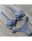 RXRXCOCO bandaż Bikini 2019 stroje kąpielowe z nadrukiem kobiety strój kąpielowy pusty jednolity strój kąpielowy niskiej talii B