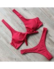 RXRXCOCO bandaż Bikini 2019 stroje kąpielowe z nadrukiem kobiety strój kąpielowy pusty jednolity strój kąpielowy niskiej talii B