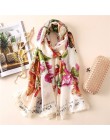 Miękkie 100% naturalny jedwab szalik kobiety luksusowej marki druku motyl na kwiatowy Pashmina szal Femme długi chustka Bufanda 