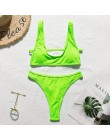 In-x Neon green bikini 2020 mujer wysokie cięcie kostium kąpielowy damski sportowy strój kąpielowy kobiety prążkowany strój kąpi