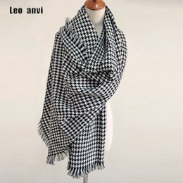 2019 luksusowy szalik markowy dla kobiet plaid bufandas mujer czarny Houndstooth ciepły szalik damskie szaliki zimowe szale koc 