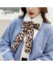 Sparsil kobieta zima futrzany szalik komin Leopard wstążka szaliki kobiety Patchwork Faux królik z imitacją kołnierzyka futro sz