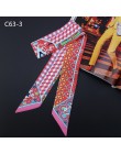 2020 nowy geometryczny kwiatowy Print jedwabny szalik kobiety luksusowy szalik markowy worek wstążki moda szalik na głowę mały d