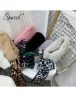 Sparsil kobieta zima futrzany szalik komin Leopard wstążka szaliki kobiety Patchwork Faux królik z imitacją kołnierzyka futro sz