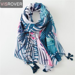 VISROVER tropikalny nadruk szal ze sznurkiem moda lato wiskoza kaktus szalik szal kobiety flamingo lady plaża Boho Kawii szaliki