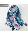 VISROVER tropikalny nadruk szal ze sznurkiem moda lato wiskoza kaktus szalik szal kobiety flamingo lady plaża Boho Kawii szaliki