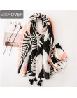 VISROVER tropikalny nadruk szal ze sznurkiem moda lato wiskoza kaktus szalik szal kobiety flamingo lady plaża Boho Kawii szaliki