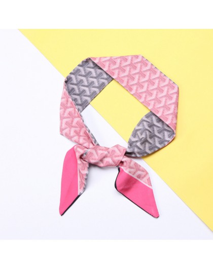 Moda torba na włosy szalik kobiety chustka Plaid nadruk w paski szalik kobieta moda dwustronny uchwyt pałąk Skinny szaliki dla k