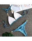 Sexy kryształowy diament aksamitne Bikini 2019 kobiety Halter Bandeau kostium kąpielowy damski brazylijskie stroje kąpielowe str