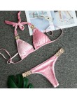 Sexy kryształowy diament aksamitne Bikini 2019 kobiety Halter Bandeau kostium kąpielowy damski brazylijskie stroje kąpielowe str