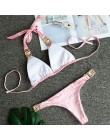 Sexy kryształowy diament aksamitne Bikini 2019 kobiety Halter Bandeau kostium kąpielowy damski brazylijskie stroje kąpielowe str
