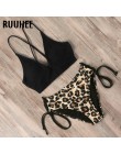 RUUHEE Bikini 2020 strój kąpielowy Push Up stroje kąpielowe kobiety Bikini Set Leopard zasznurować Backless kobiet Sexy Biquini 