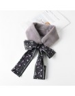 Sparsil kobieta zima futrzany szalik komin Leopard wstążka szaliki kobiety Patchwork Faux królik z imitacją kołnierzyka futro sz
